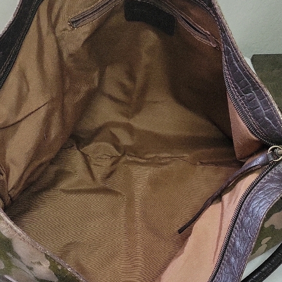 MAURIZIO TAIUTI Made Italy Calf Hair Leather Shoulder Bag Green and Brown - Picture 7 of 13